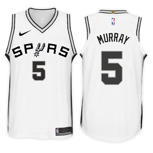 NBA San Antonio Spurs #5 Dejounte Murray Jersey 2017 18 New Season White Jersey