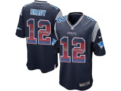 New England Patriots 12 Tom Brady Navy Blue Team Color Men's Stitched NFL Limited Strobe Jersey