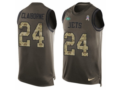 New York Jets 24 Morris Claiborne Limited Green Salute to Service Tank Top NFL Jersey