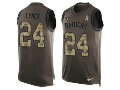 Oakland Raiders 24 Marshawn Lynch Limited Green Salute to Service Tank Top NFL Jersey