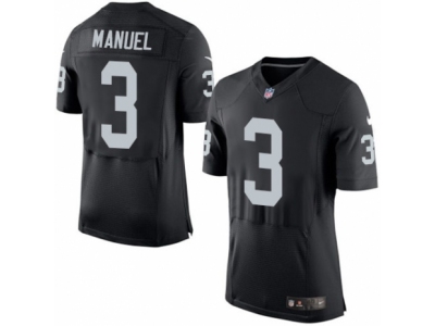 Oakland Raiders 3 E J Manuel Elite Black Team Color NFL Jersey