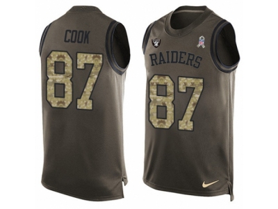 Oakland Raiders 87 Jared Cook Limited Green Salute to Service Tank Top NFL Jersey