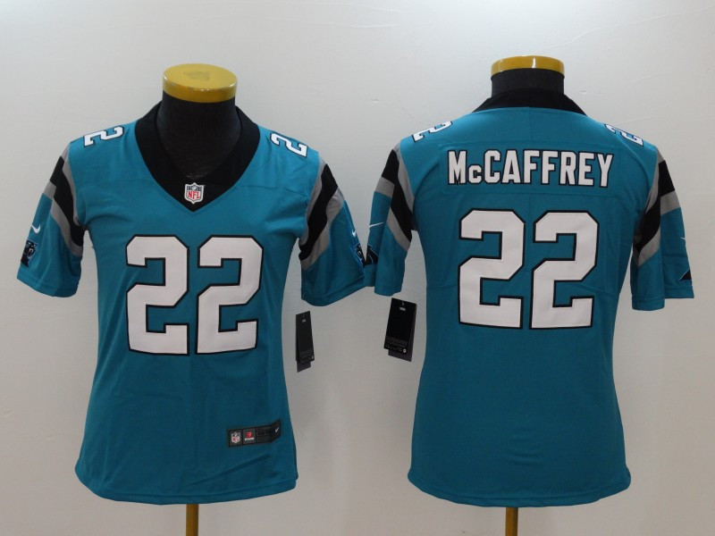 Panthers 22 Christian McCaffrey Blue Women Vapor Untouchable Player Limited Jersey