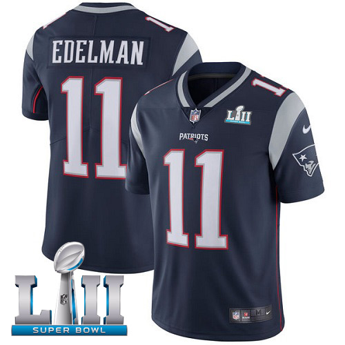 Patriots 11 Julian Edelman Navy 2018 Super Bowl LII Vapor Untouchable Player Limited Jersey