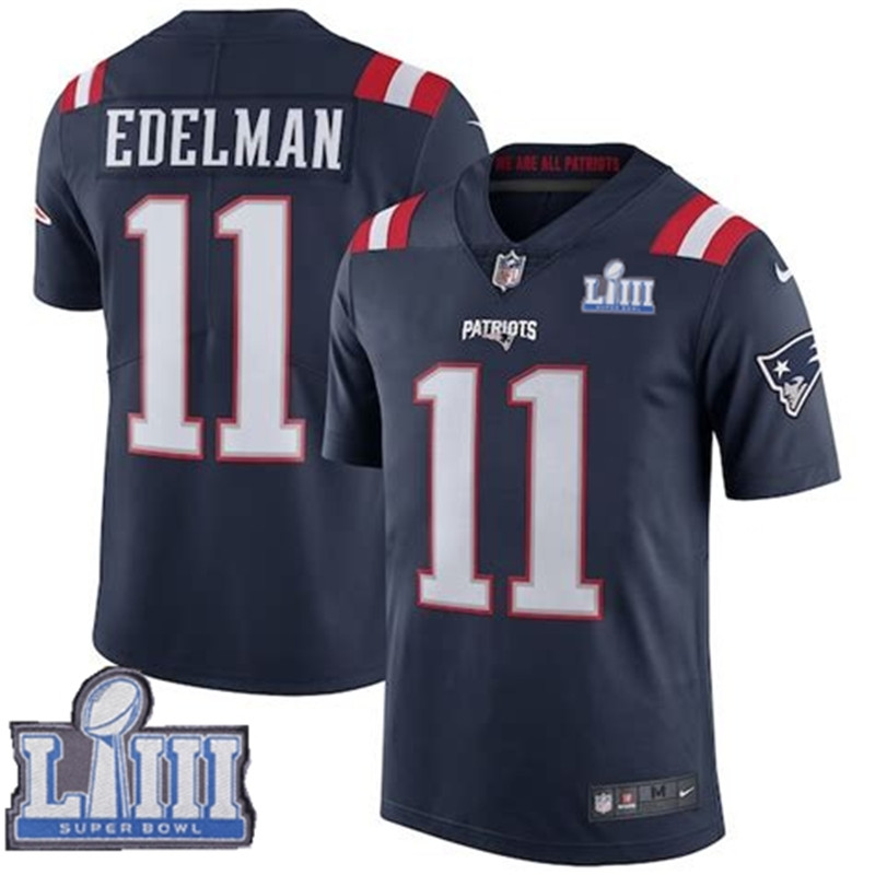 Patriots 11 Julian Edelman Navy 2019 Super Bowl LIII Color Rush Limited Jersey