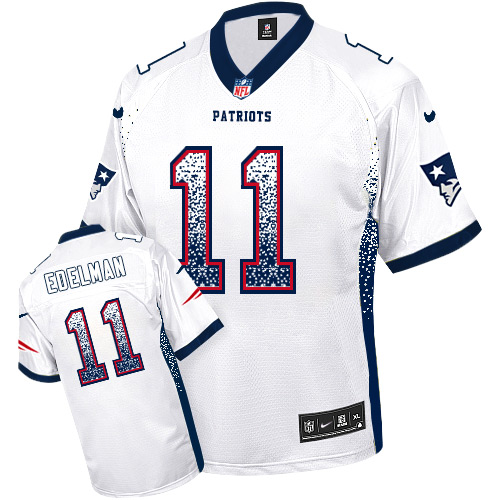 Patriots 11 Julian Edelman White Men Stitched NFL Elite Drift Fashion Jersey