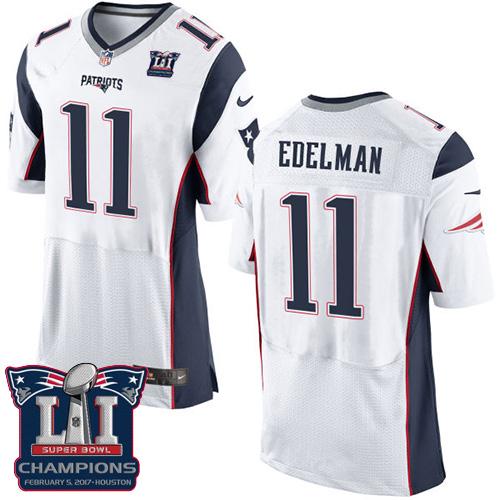 Patriots 11 Julian Edelman White Super Bowl LI Champions Men Stitched NFL New Elite Jersey