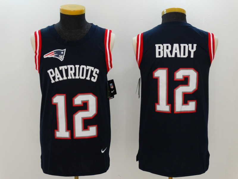 Patriots 12 Tom Brady Navy Color Rush Name & Number Tank Top