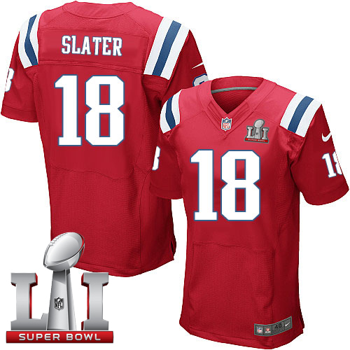Patriots 18 Matt Slater Red Alternate Super Bowl LI 51 Men Stitched NFL Elite Jersey