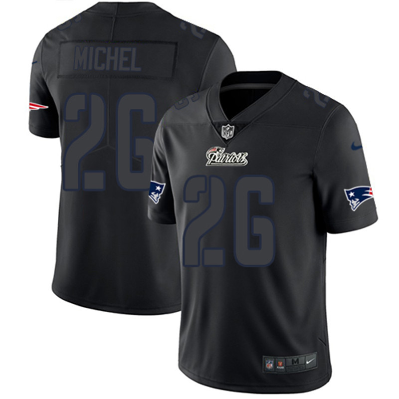 Patriots 26 Sony Michel Black Impact Rush Limited Jersey