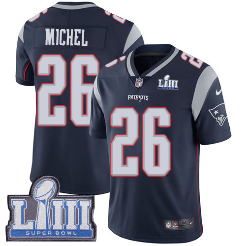 Patriots 26 Sony Michel Navy 2019 Super Bowl LIII Vapor Untouchable Limited Jersey