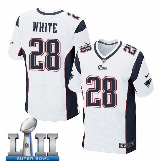Patriots 28 James White White 2018 Super Bowl LII Elite Jersey
