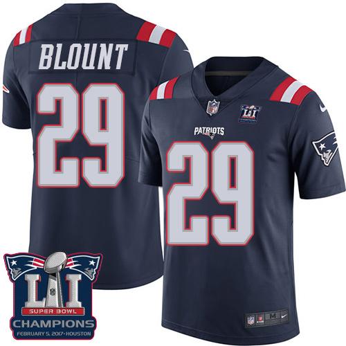 Patriots 29 LeGarrette Blount Navy Blue Super Bowl LI Champions Men Stitched NFL Limited Rush Jersey