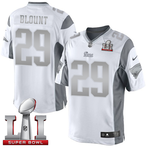 Patriots 29 LeGarrette Blount White Super Bowl LI 51 Men Stitched NFL Limited Platinum Jersey
