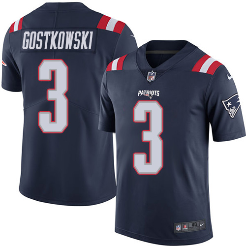Patriots 3 Stephen Gostkowski Navy Color Rush Limited Jersey