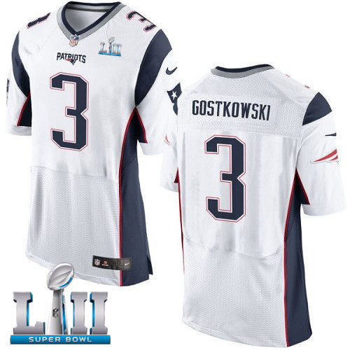 Patriots 3 Stephen Gostkowski White 2018 Super Bowl LII Elite Jersey