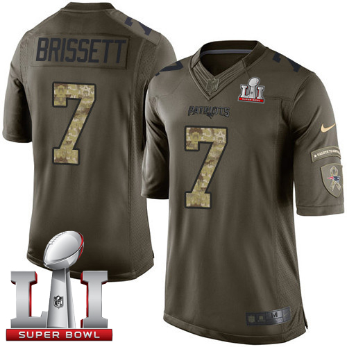Patriots 7 Jacoby Brissett Green Super Bowl LI 51 Men Stitched NFL Limited Salute to Service Jersey