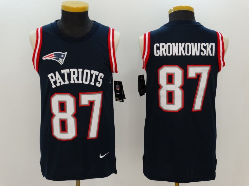 Patriots 87 Rob Gronkowski Navy Color Rush Name & Number Tank Top