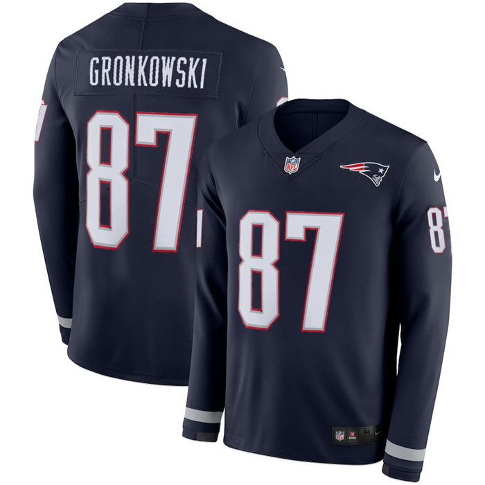 Patriots 87 Rob Gronkowski Navy Long Sleeve Limited Jersey