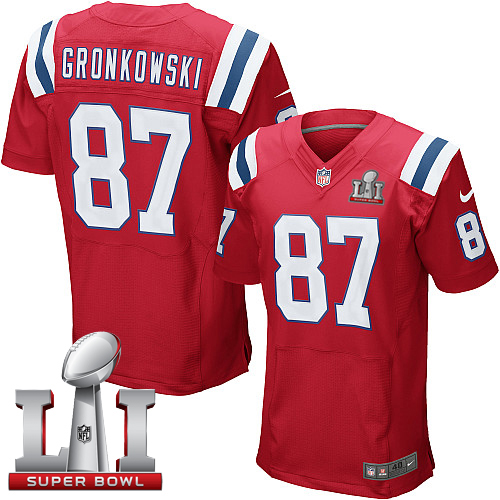 Patriots 87 Rob Gronkowski Red Alternate Super Bowl LI 51 Men Stitched NFL Elite Jersey