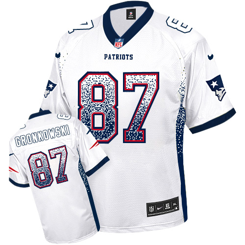Patriots 87 Rob Gronkowski White Men Stitched NFL Elite Drift Fashion Jersey