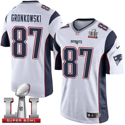 Patriots 87 Rob Gronkowski White Super Bowl LI 51 Men Stitched NFL Limited Jersey