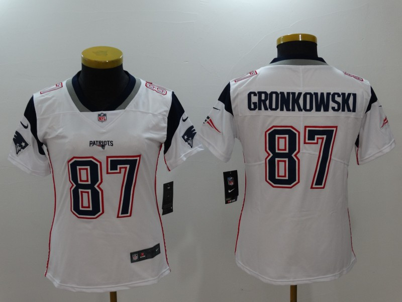 Patriots 87 Rob Gronkowski White Women Vapor Untouchable Player Limited Jersey