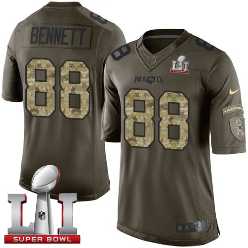 Patriots 88 Martellus Bennett Green Super Bowl LI 51 Men Stitched NFL Limited Salute to Service Jersey