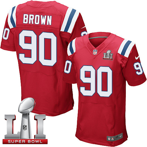 Patriots 90 Malcom Brown Red Alternate Super Bowl LI 51 Men Stitched NFL Elite Jersey