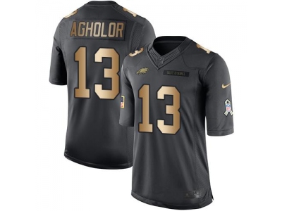 Philadelphia Eagles 13 Nelson Agholor Black Men Stitched NFL Limited Gold Salute To Service Jersey