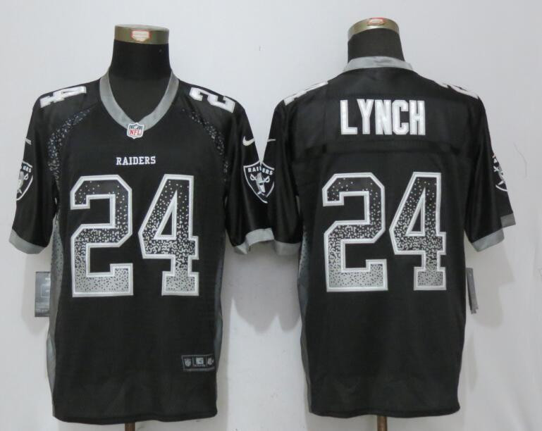 Raiders 24 Marshawn Lynch Black Drift Fashion Elite Jersey