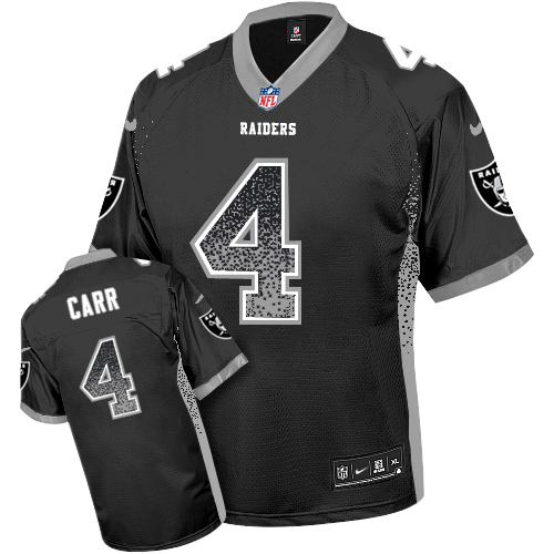 Raiders 4 Derek Carr Black Men Stitched NFL Elite Drift Fashion Jersey