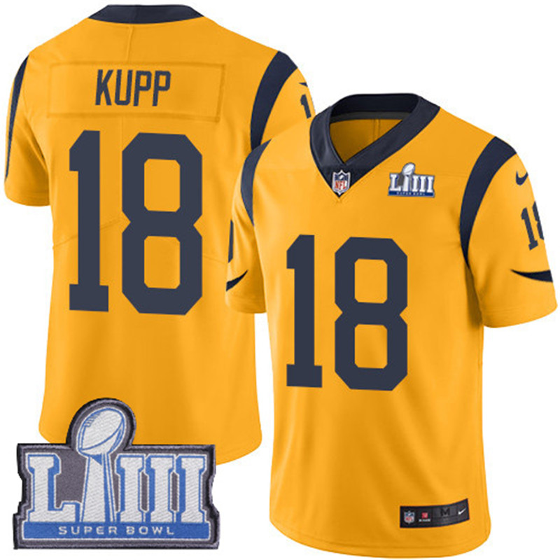 Rams 18 Cooper Kupp Gold 2019 Super Bowl LIII Color Rush Limited Jersey