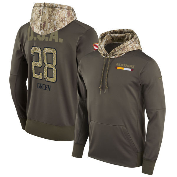 Redskins 28 Darrell Green Olive Salute To Service Pullover Hoodie