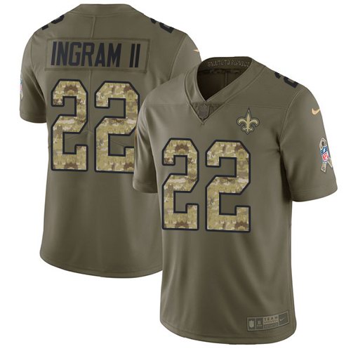 Saints 22 Mark Ingram II Olive Camo Salute To Service Limited Jersey