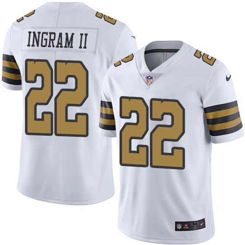 Saints 22 Mark Ingram II White Color Rush Limited Jersey