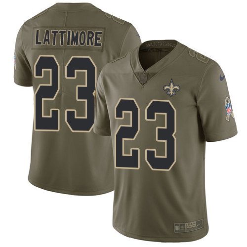 Saints 23 Marshon Lattimore Olive Salute To Service Limited Jersey