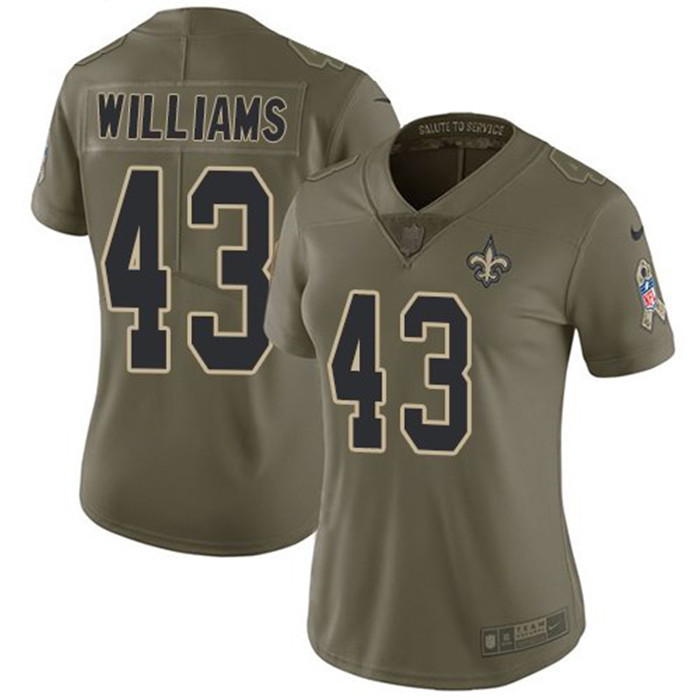 Saints 43 Marcus Williams Olive Women Salute To Service Limited Jersey