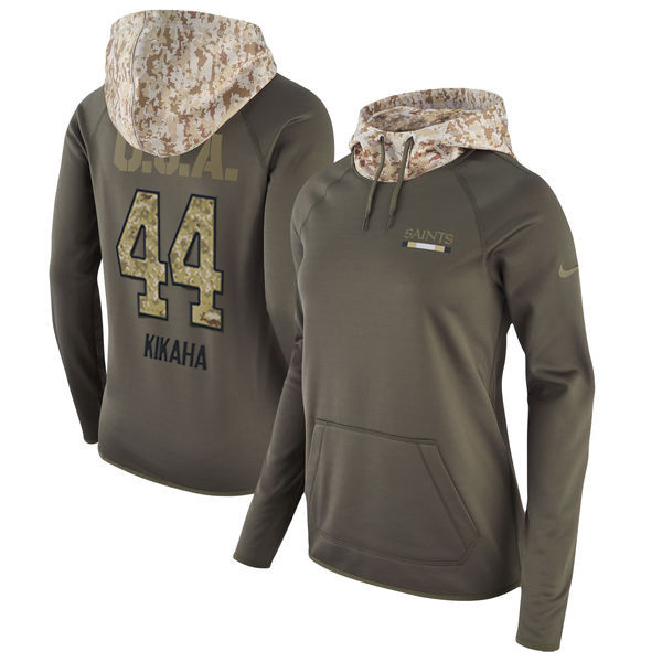  Saints 44 Hau'oli Kikaha Olive Women Salute To Service Pullover Hoodie
