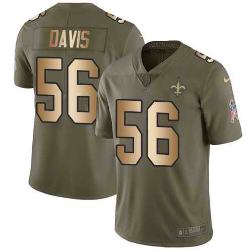 Saints 56 DeMario Davis Olive Gold Salute To Service Limited Jersey