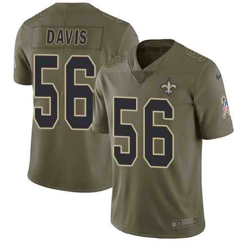 Saints 56 DeMario Davis Olive Salute To Service Limited Jersey