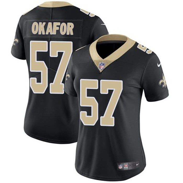 Saints 57 Alex Okafor Black Women Vapor Untouchable Limited Jersey