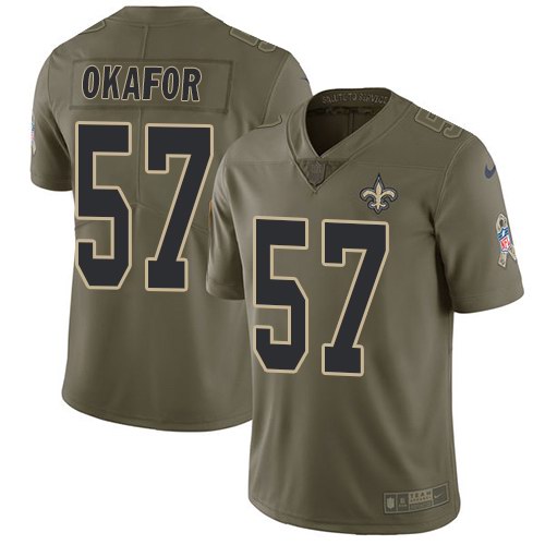 Saints 57 Alex Okafor Olive Salute To Service Limited Jersey