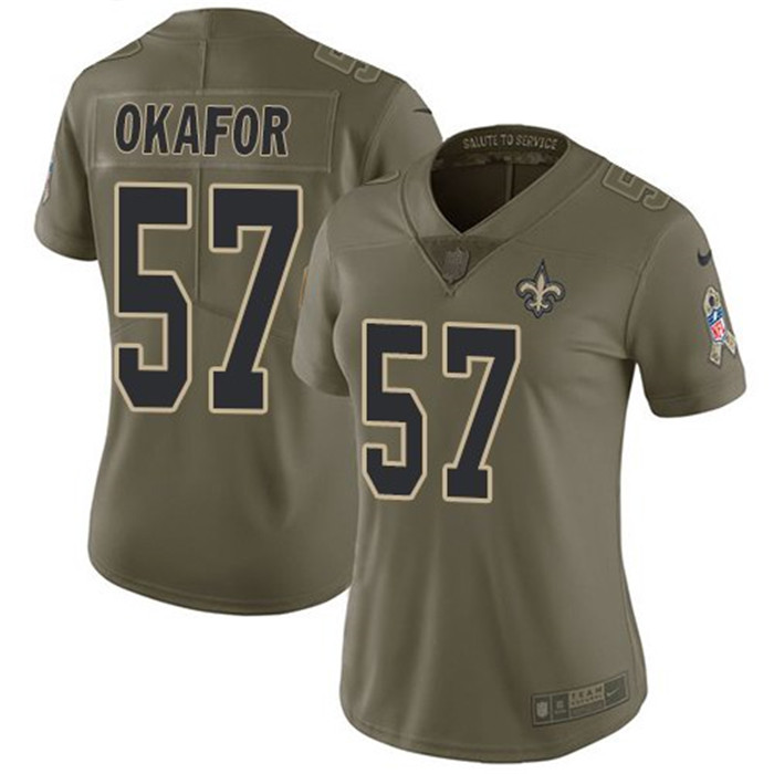Saints 57 Alex Okafor Olive Women Salute To Service Limited Jersey