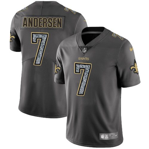 Saints 7 Morten Andersen Gray Static Vapor Untouchable Limited Jersey