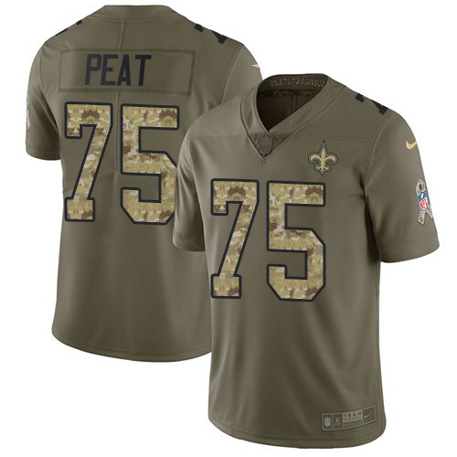 Saints 75 Andrus Peat Olive Camo Salute To Service Limited Jersey