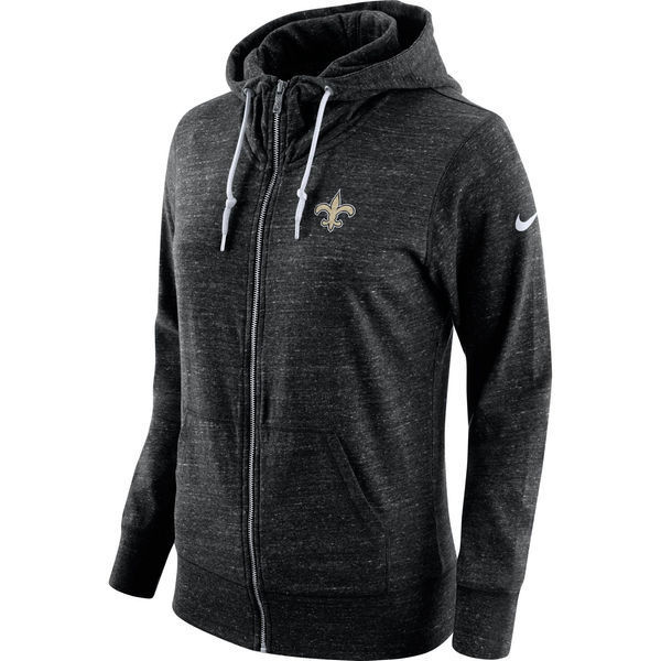 Saints Fresh Logo Black Women's Full Zip Hoodie