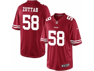 San Francisco 49ers 58 Jeremy Zuttah Limited Red Team Color NFL Jersey