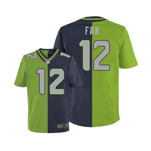 Seahawks 12 Fan Steel Blue Green Men Stitched NFL Elite Split Jersey