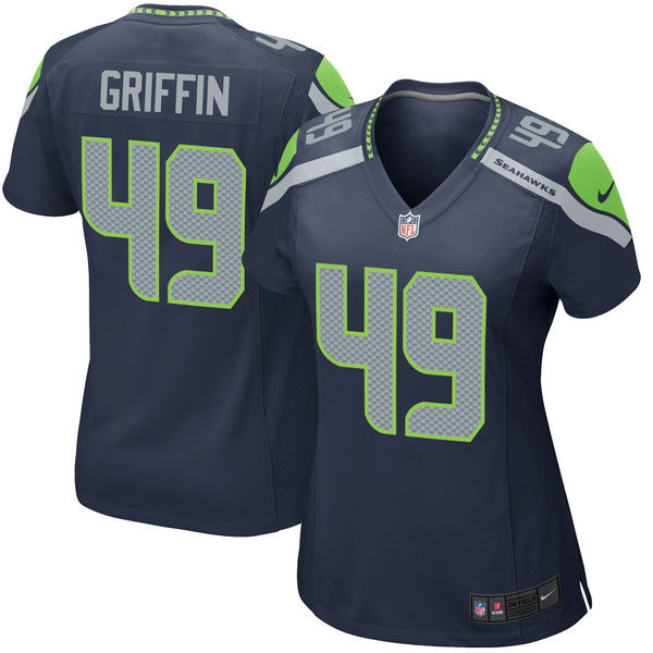Seahawks 49 Shaquem Griffin Navy Women 2018 Draft Pick Game Jersey